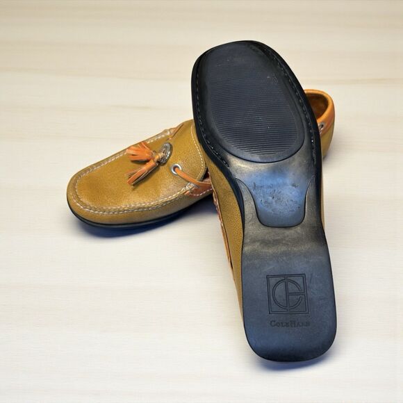 Cole Haan Orange/Tan Pebbled Leather Tasseled Driving Loafer womans sz 6B - Picture 6 of 6